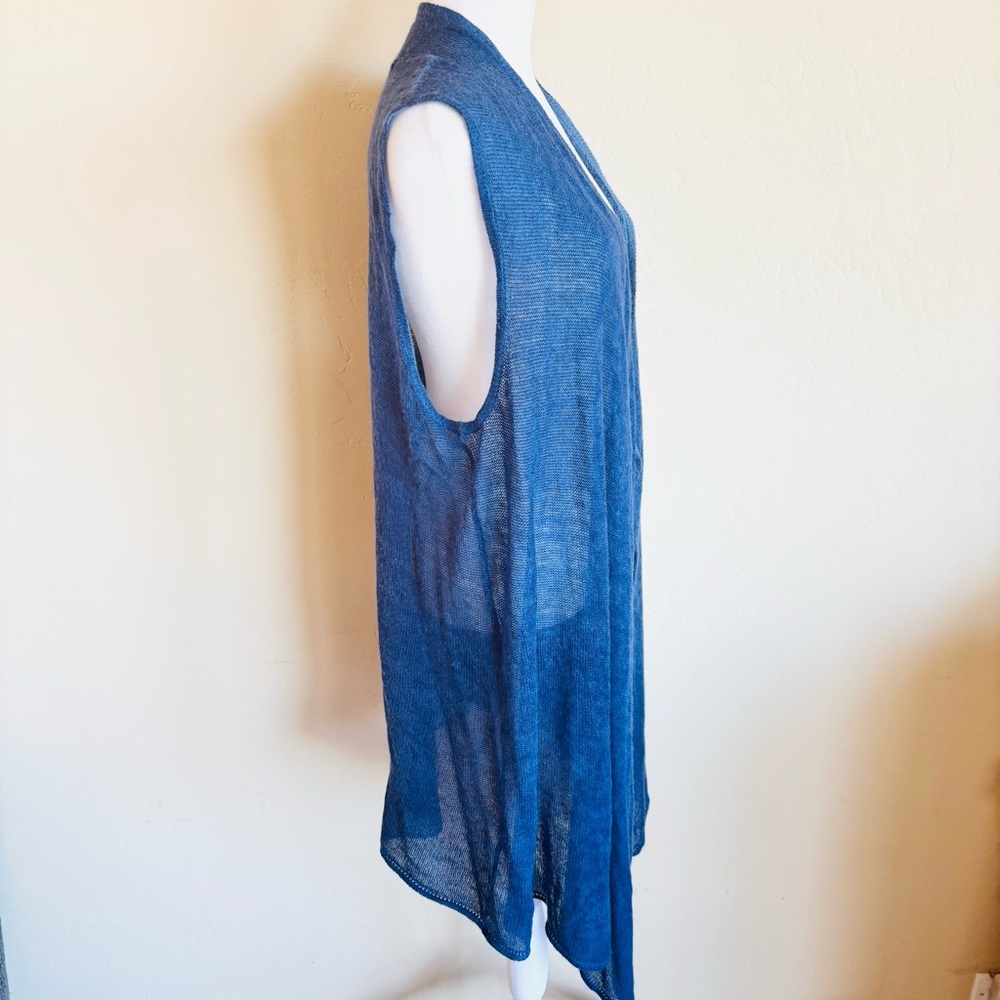 Chico’s Soft Knit Blue Sleeveless Duster Cardigan - Picture 2 of 5